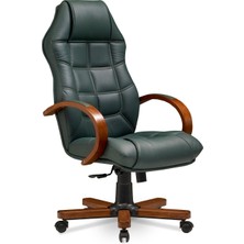 Mehmet Yaren Büro Royal Konfor 2 - Bilgisayar - Ofis - Müdür - Büro - Makam Çalışma Koltuğu Haki Renk Ahşap Ayaklı