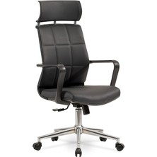 Mehmet Yaren Büro Afro Yönetici Makam - Ofis Müdür - Büro - Çalışma Koltuğu Antrasit Renk Krom Ayaklı