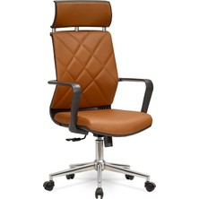 Mehmet Yaren Büro Sepya Yönetici Makam - Ofis Müdür - Büro - Çalışma Koltuğu Renk Krom Ayaklı