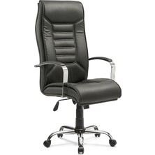 Mehmet Yaren Büro Sezar Bilgisayar Koltuğu Ofis Müdür Büro Çalışma Sandalyesi Siyah Renk Krom Ayaklı