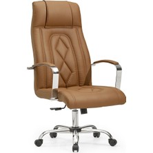 Mehmet Yaren Büro Hera2 Bilgisayar Koltuğu Ofis Müdür Büro Çalışma Sandalyesi Turuncu Renk Krom Ayaklı