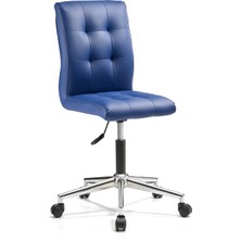 Mehmet Yaren Büro Zerda-1 Bilgisayar Koltuğu Arkalıklı Ofis Büro Sandalyesi Tekerlekli Mavi Renk Krom Ayaklı