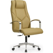 Mehmet Yaren Büro Napoli3 Bilgisayar Koltuğu Ofis Müdür Büro Çalışma Sandalyesi Sarı Renk Krom Ayaklı