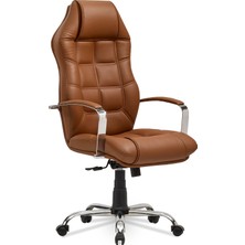 Mehmet Yaren Büro Royal Konfor 2 - Bilgisayar - Ofis - Müdür - Büro - Makam Çalışma Koltuğu Taba Renk Krom Ayaklı