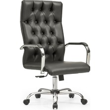 Mehmet Yaren Büro Kapiton2 Bilgisayar Koltuğu Ofis Müdür Büro Çalışma Sandalyesi Siyah Renk Krom Ayaklı