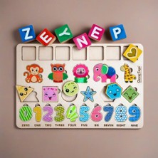 Clever Toys Eğitici Ahşap Kişiselleştirilmiş Oyuncak Yapboz ( Hayvan, Sayılar ve Geometrik Şekiller Puzzle). Eğitici Kişiye Özel Yapboz Puzzle 2+ yaş