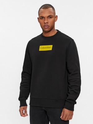 Calvin Klein Erkek Marka Logolu Uzun Kollu Rahat Siyah Sweatshirt K10K112252-BEH