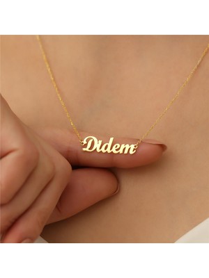 Nox Jewelry 925 Ayar Gümüş Altın Kaplama Kişiye Özel İsim Yazılı Kolye - CN00114