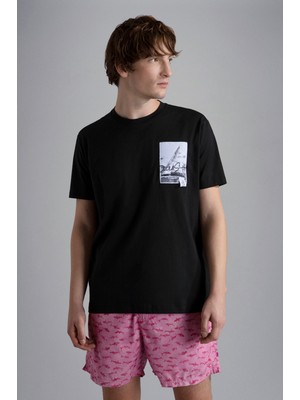 Paul & Shark  Erkek Marka Logolu Pamuklu Normal Kalıp Günlük Haki T-Shirt 24411064-011
