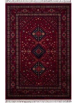 Cool Halı Beyoğlu 961 Kırmızı Salon Halısı Yağcı Bedir Desenli Nostalji Halı Afgan El Halısı Tensel Uşak Halısı