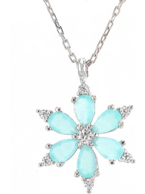 Neva Jewelry 925 Ayar Favori Mint Yeşili Lotus Çiçeği Modelli Gümüş Kolye