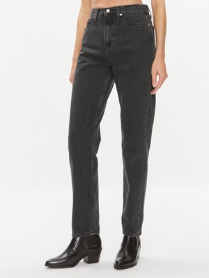 Calvin Klein Kadın Pamuklu Normal Bel 5 Cepli Düğmeli Siyah Jeans J20J222442-1BY