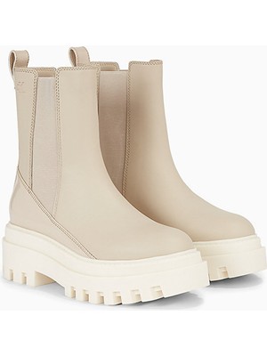 Calvin Klein Kadın Kışlık Su Geçirmez Lastikli Kaydırmaz Taban Bej Bot & Bootie YW0YW01286-PA5