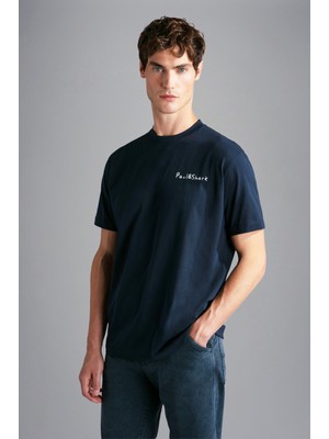 Paul & Shark  Erkek Pamuklu Regular Fit Yuvarlak Yaka Lacivert T-Shirt 24411060-013