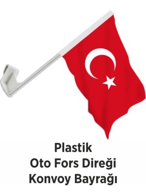 Asya Bayrak 2'li Plastik Oto Fors- Konvoy Türk Bayrağı