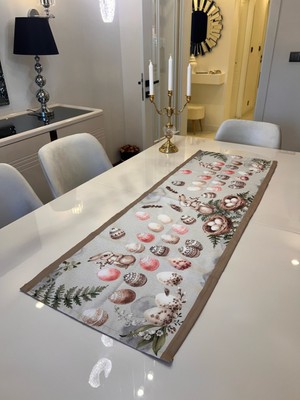 Aydizaynn Paskalya Tavşanlı Yumurtalı Runner Beyaz 43X140 cm Sunum Ranır Sofra Hediyelik Christmas Noel Bayram