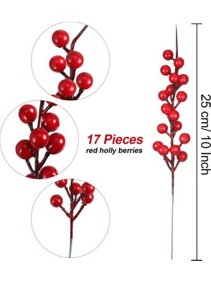 Decisive 20 Adet Yapay Kırmızı Meyveler Çiçekler Meyve Berry Kaynaklanıyor El Sanatları Çiçek Buketi Düğün Noel Ağacı Dekorasyon Için (Yurt Dışından)