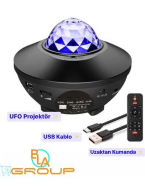 Bla Group Galaksi Gökyüzü Projektör Projeksiyon Ufo Bluetooth Hoparlör Gece Lambası