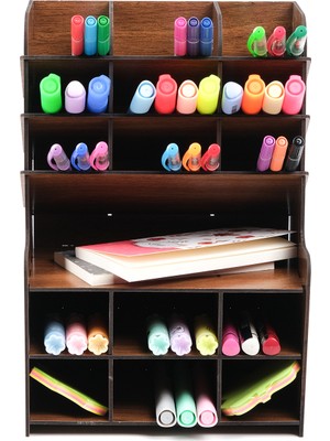 Notpa Çapraz 9+9 Raflı Masaüstü Kalemlik Organizer Ev ve Ofis Malzemeleri Saklama Rafı