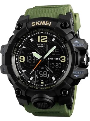 2xudc Stil 10 Skmei 1155B Atletik Saatler Sıcak Reçel Tangan Skmei 1155B Analog Dijital Saat Kamuflaj Yeşil Spor Erkek Kol Saati (Yurt Dışından)