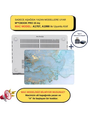 McStorey Macbook Pro Kılıf 15 inç A1707 A1990 ile Uyumlu Mermer06NL