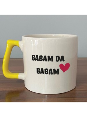 Mor Mürekkep Babam Da Babam Baskılı Sarı Kulplu D Kupa