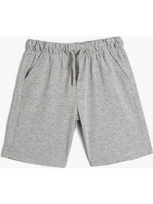 Koton Basic Gri Şort Erkek Çocuk Beli Bağlamalı Cepli Normal Kalıp Konforlu Tasarım