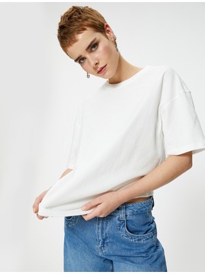 Koton Basic Oversize Tişört Kısa Kollu Bisiklet Yaka Pamuklu