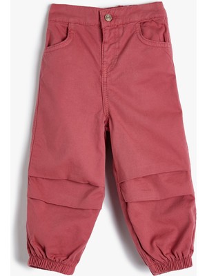 Koton Paraşüt Pantolon Pamuklu Rahat Kalıp Standart Bel Lastikli Paça Cepli
