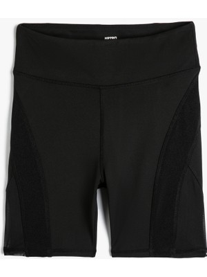 Koton Biker Tayt Spor Tül Detaylı Yüksek Bel Slim Fit