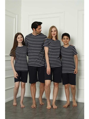 Moda Çizgi Aile Penye Şortlu Pijama Takım (Baba - Oğul ) 50117 Ayrı Ayrı Satılır . Ları Farklıdır