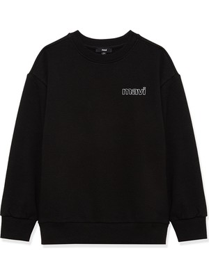 Mavi Logo Baskılı Siyah Sweatshirt 6S10034-900