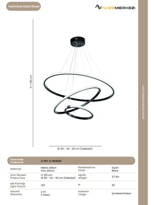 Avize Merkezi Yuvarlak Halka Ledli Avize A-517-S-604224