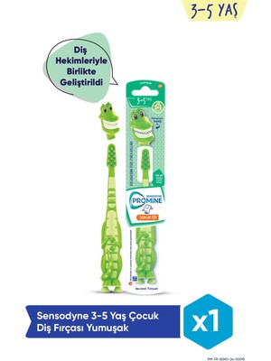 Sensodyne Promine 3-5 Yaş Çocuklar İçin Sevi  mli Timsah Karakterli Diş Fırçası Yumuşak