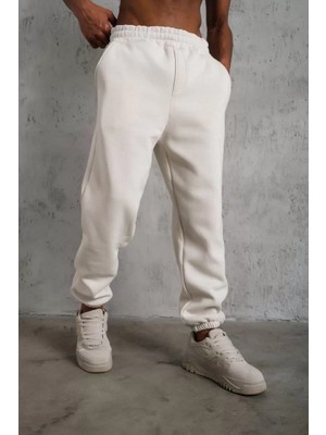 Tarz Yeri Erkek Üç Iplik Alt Eşofman Lastikli - Beyaz