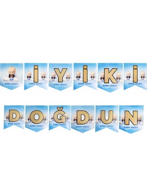 Parti Furyası Patron Bebek  Iyi Ki Doğdun Banner+Patron Bebek Flama Parti Süsleri