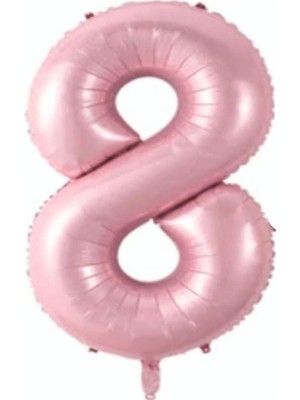 Parti Furyası Folyo Balon 8 Rakamı Helyum Balon 76 cm Pembe Renk - 8 Yaş Balonu - 8 Yaş Balon -8 Rakam Balon