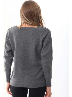 D'lavella Desenli, Sim Detaylı V Yaka Kazak