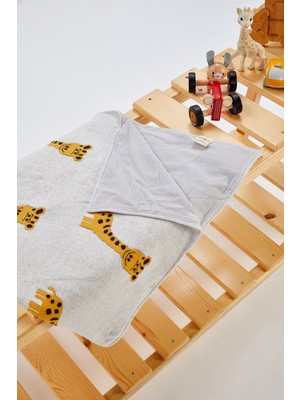 %100 Pamuklu Zürafa Desenli Kare Bebek Battaniye - MULTI RENK