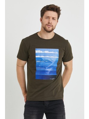 Polo State Erkek Baskılı T-Shirt Haki