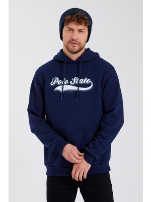 Polo State Erkek Baskılı 3 Iplik Sweatshirt Lacivert