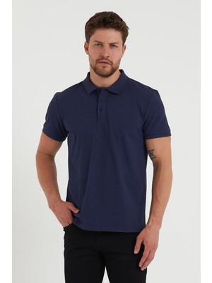 Polo State Erkek Regular Fit Polo Yaka Nakışlı T-Shirt  Indigo