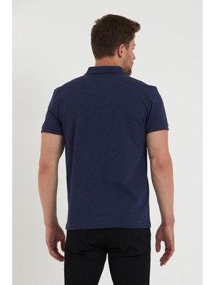 Polo State Erkek Regular Fit Polo Yaka Nakışlı T-Shirt  Indigo