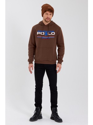 Polo State Erkek Baskılı 3 Iplik Sweatshirt Kahverengi