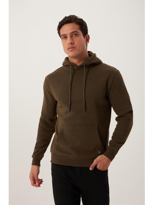 Polo State Erkek Kanguru Cep 3 Iplik Sweatshirt  Haki