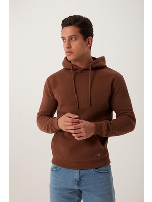 Polo State Erkek Kanguru Cep 3 Iplik Sweatshirt  Kahverengi