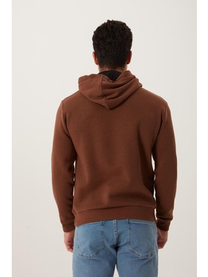 Polo State Erkek Kanguru Cep 3 Iplik Sweatshirt  Kahverengi