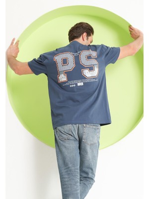 Polo State Erkek Ps Baskılı Oversize T-Shirt Petrol