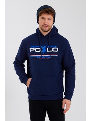 Polo State Erkek Baskılı 3 Iplik Sweatshirt Lacivert