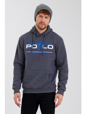 Polo State Erkek Baskılı 3 Iplik Sweatshirt Antrasit